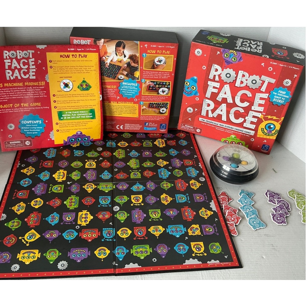 Educational Insights Robot Face Race Board Game Matching Feature Finding Game